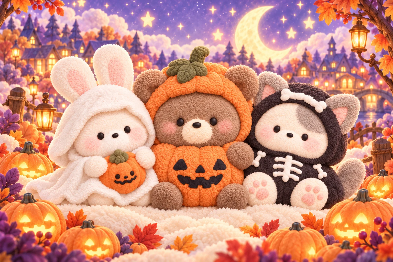 もふもふハロウィンの森 · かぼちゃベア / おばけうさぎ / ほねほねキャット